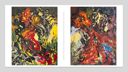 Sacred Bird (a pair) - a Paint Artowrk by Wei Wei